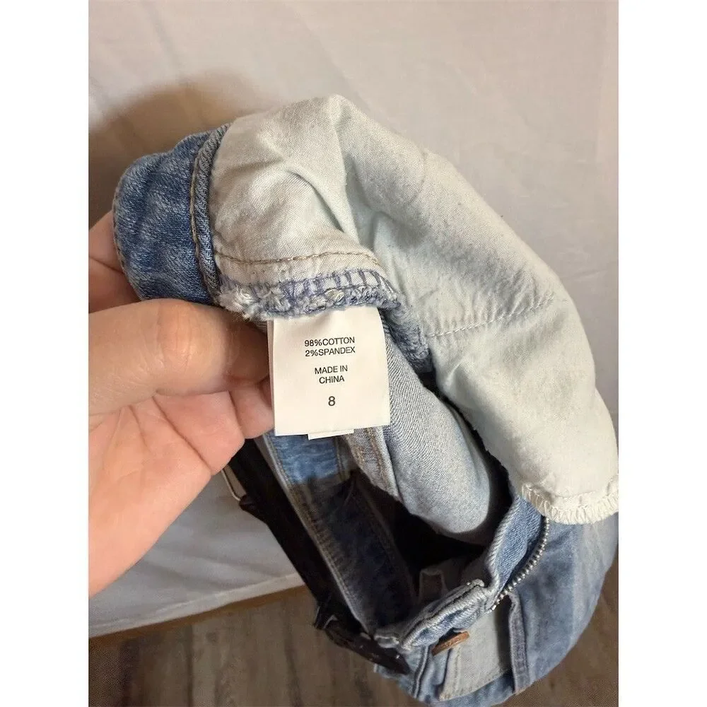 Soho Jeans Skirt Womens Size 8 Blue Light Wash Denim Mini Colorblock Hem - Picture 8 of 9